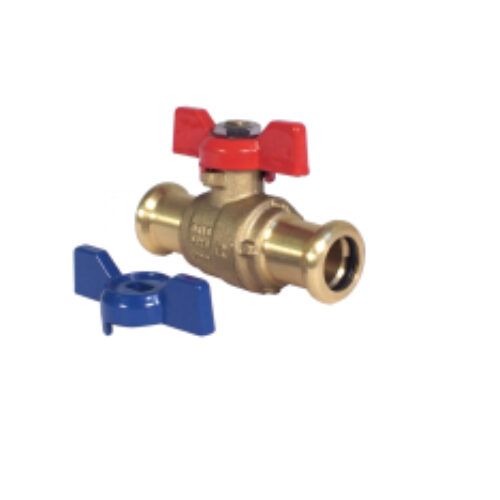 Press Fit Red & Blue “T” Handle Ball Valves
